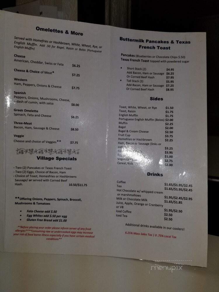 Village Cafe - Newton, MA menu_pic