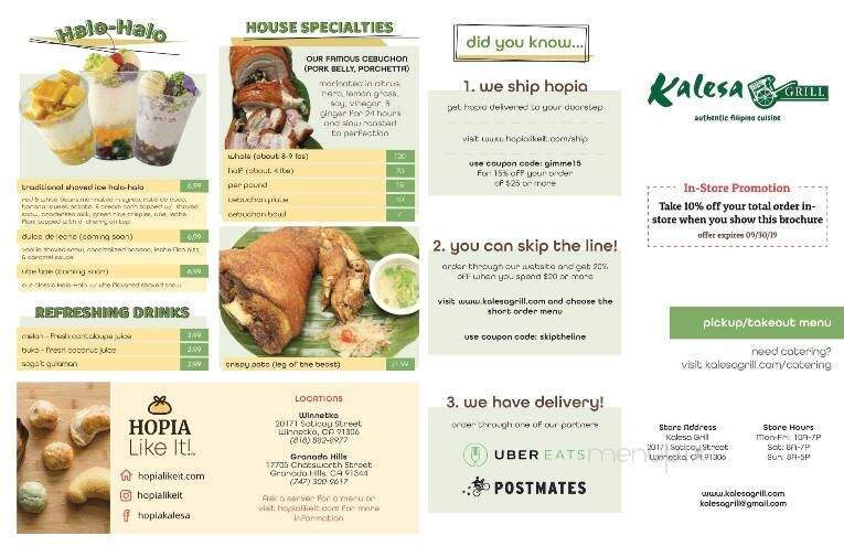 Kalesa Grill - Winnetka, CA menu_pic