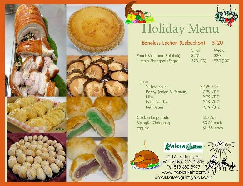 Kalesa Grill - Winnetka, CA menu_pic