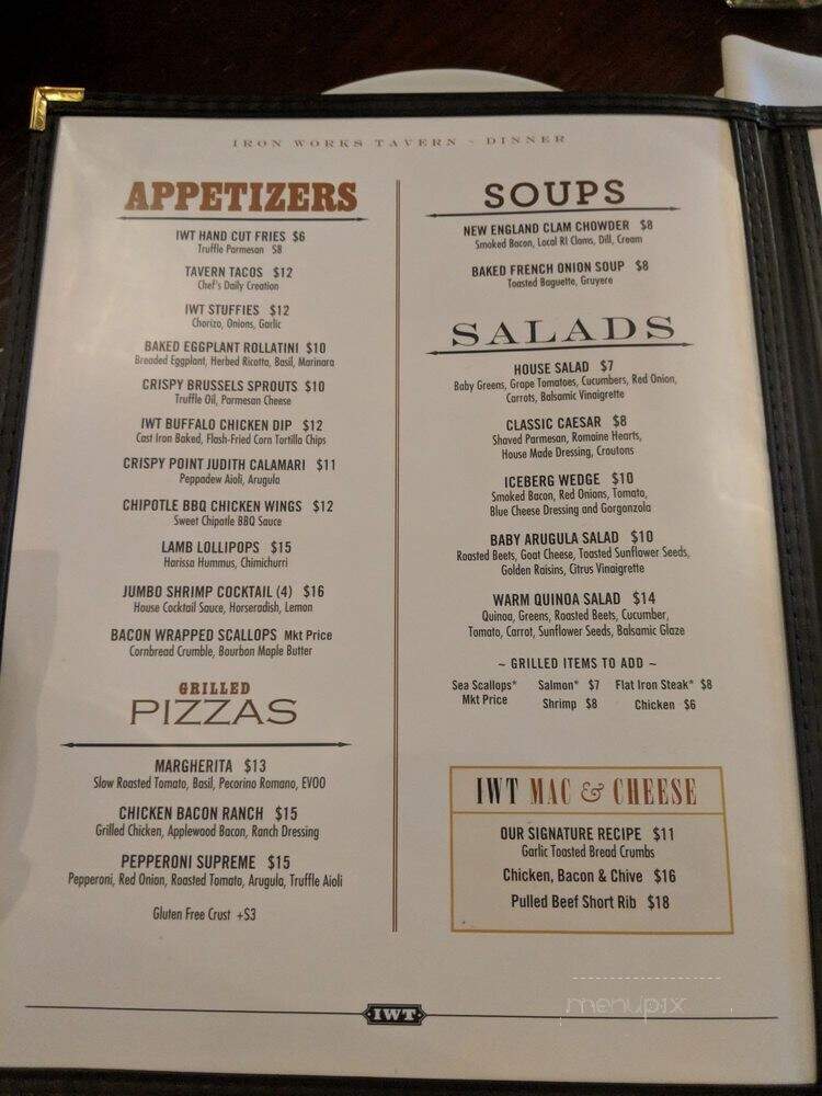 Iron Works Tavern - Warwick, RI menu_pic