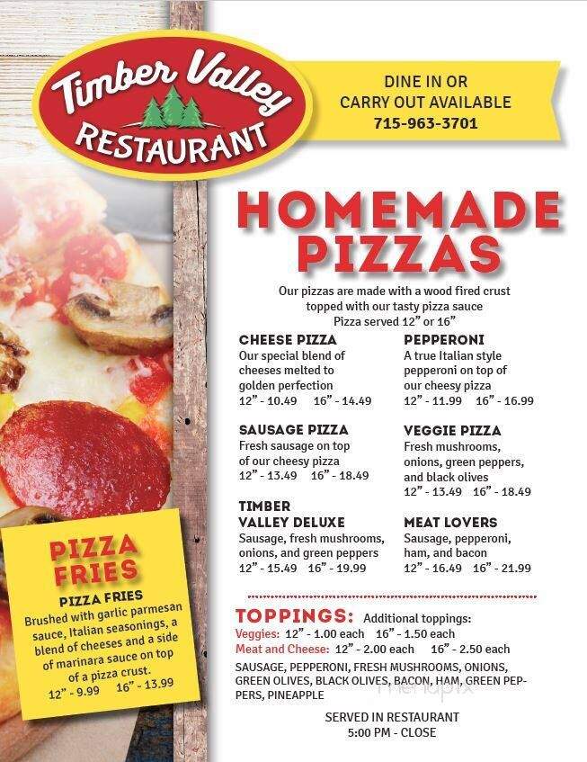 Timber Valley Restaurant - Hixton, WI menu_pic