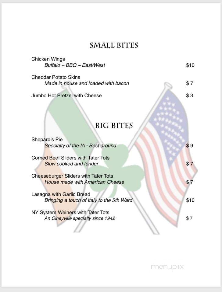 Irish American Club - Newport, RI menu_pic