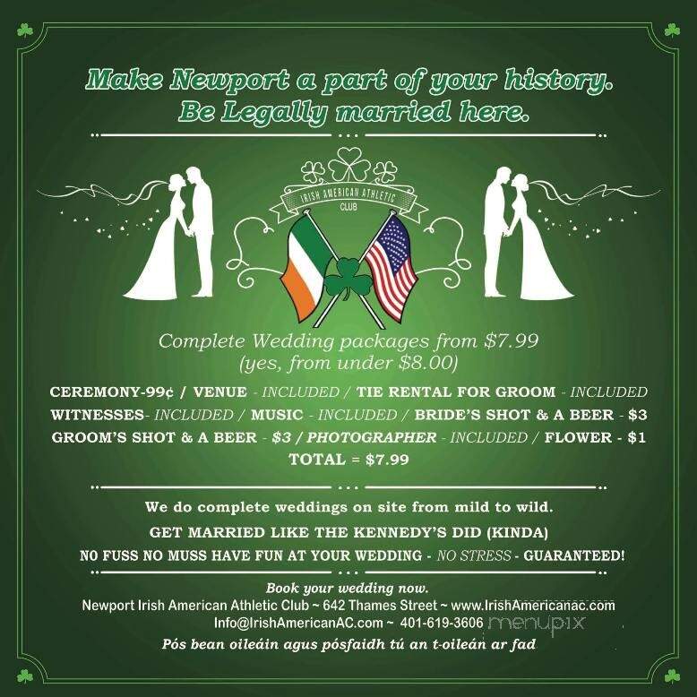 Irish American Club - Newport, RI menu_pic