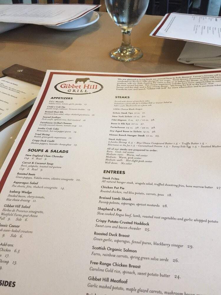 Gibbet Hill Grill - Groton, MA menu_pic