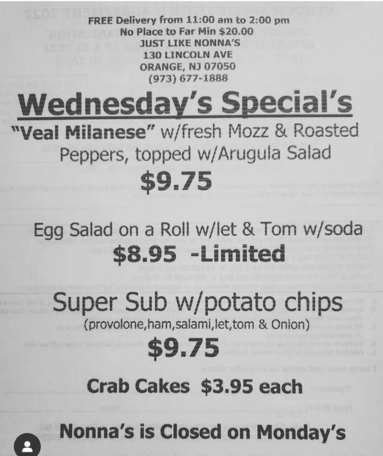 Just Like Nonna - Orange, NJ menu_pic