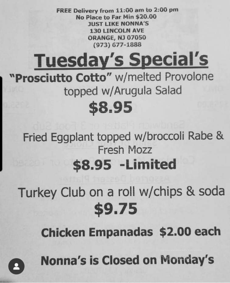 Just Like Nonna - Orange, NJ menu_pic