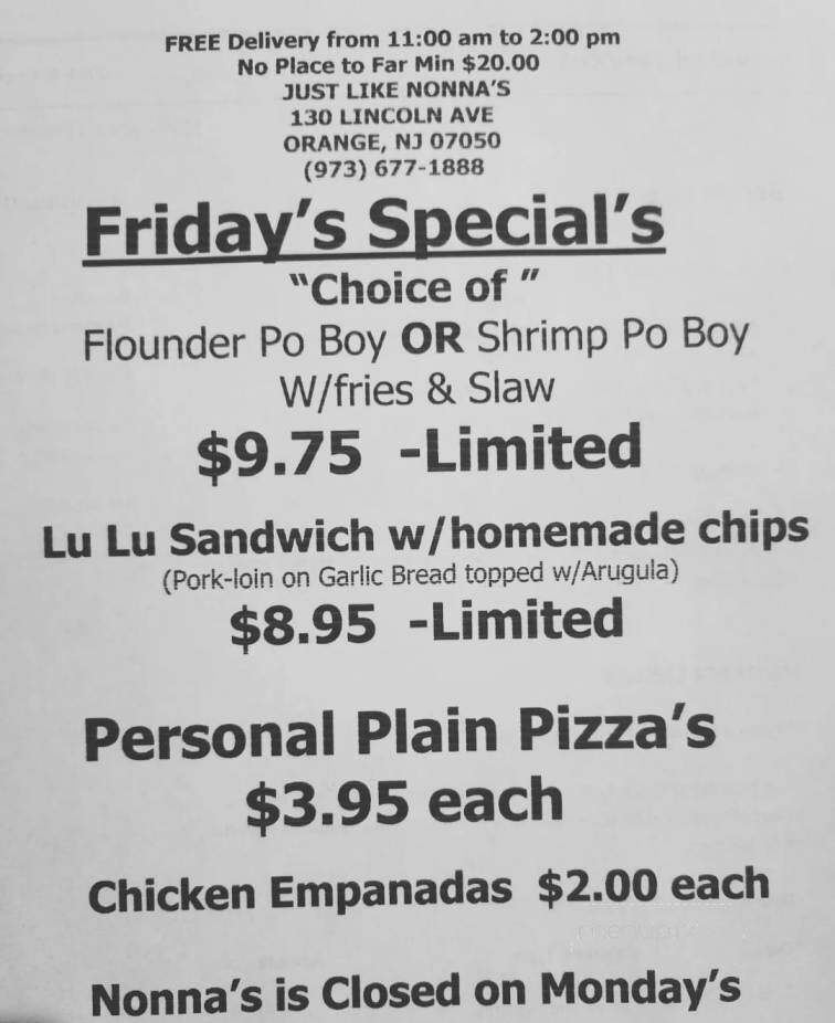 Just Like Nonna - Orange, NJ menu_pic