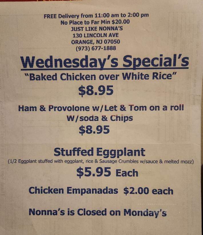 Just Like Nonna - Orange, NJ menu_pic