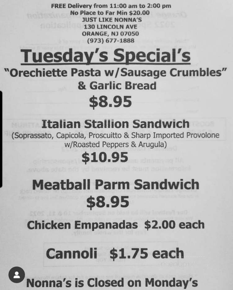 Just Like Nonna - Orange, NJ menu_pic