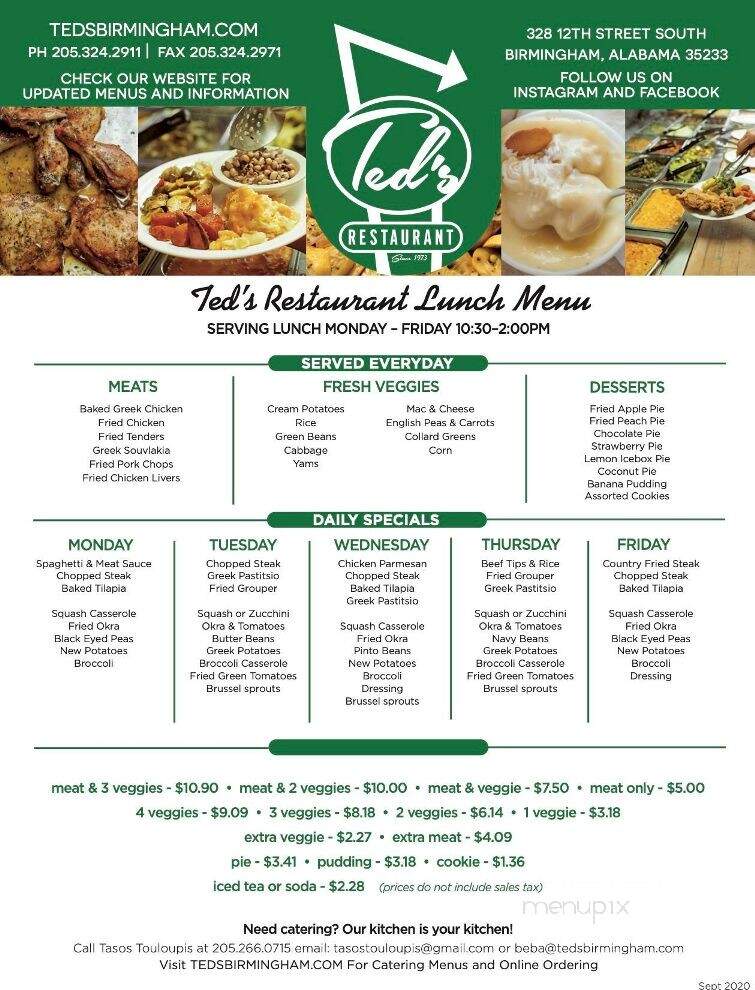 Ted's Restaurant - Birmingham, AL menu_pic