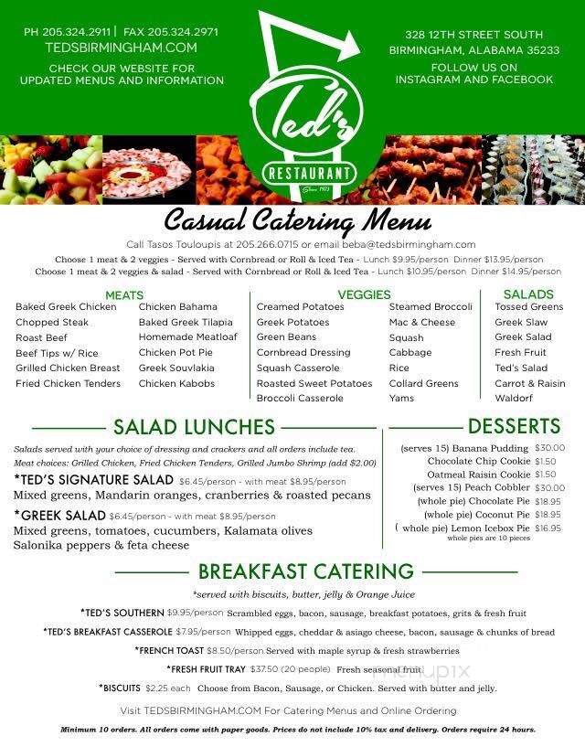 Ted's Restaurant - Birmingham, AL menu_pic