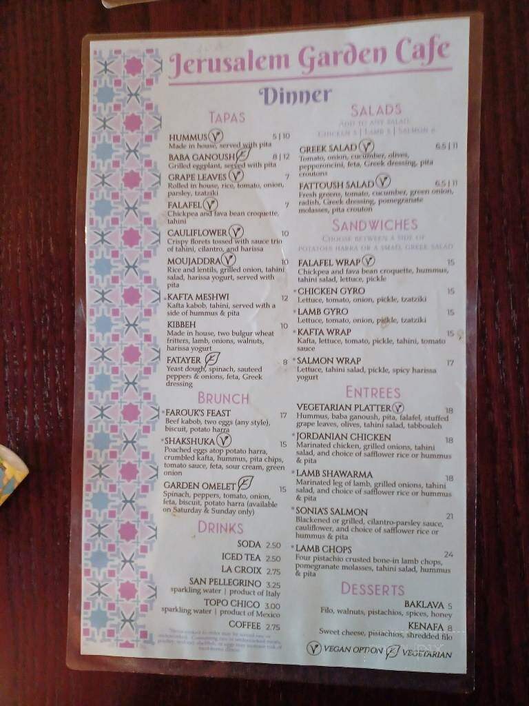 Jerusalem Garden Cafe - Asheville, NC menu_pic