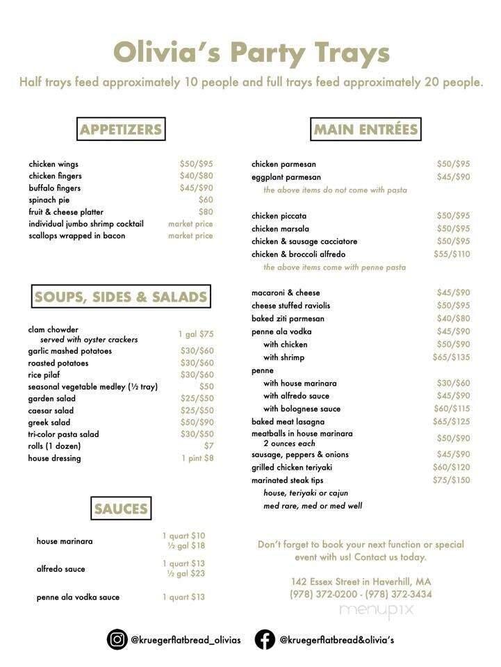 Olivia's - Haverhill, MA menu_pic