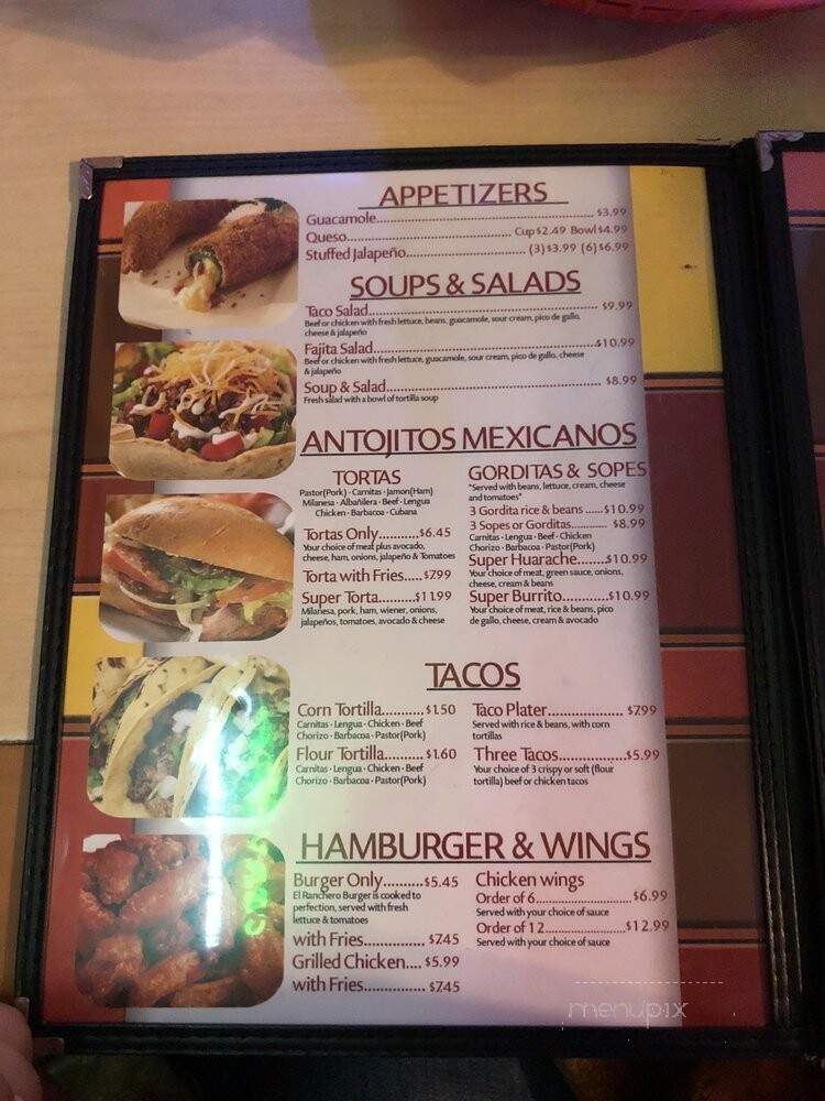 El Ranchero - Garland, TX menu_pic