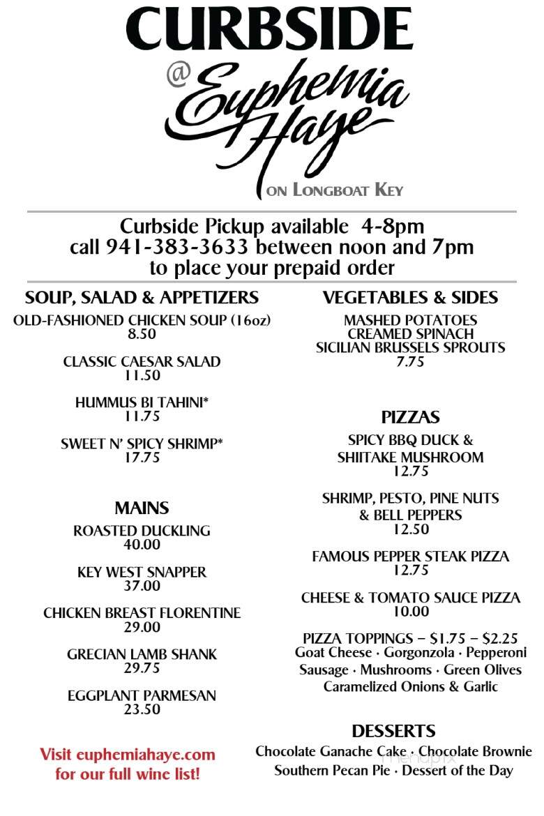 Haye Loft - Longboat Key, FL menu_pic