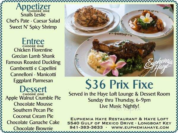 Haye Loft - Longboat Key, FL menu_pic