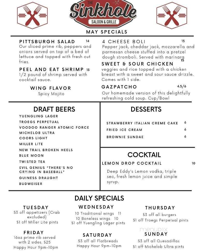Sinkhole Saloon & Deck - Palmyra, PA menu_pic