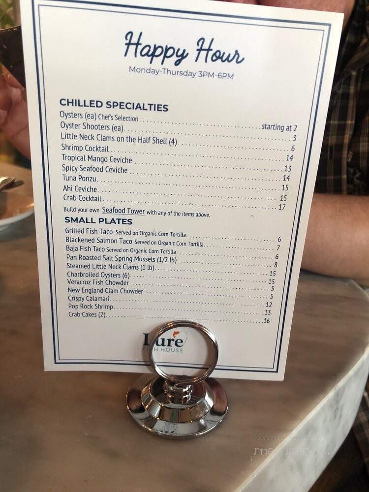 Lure Fish House - Camarillo, CA menu_pic