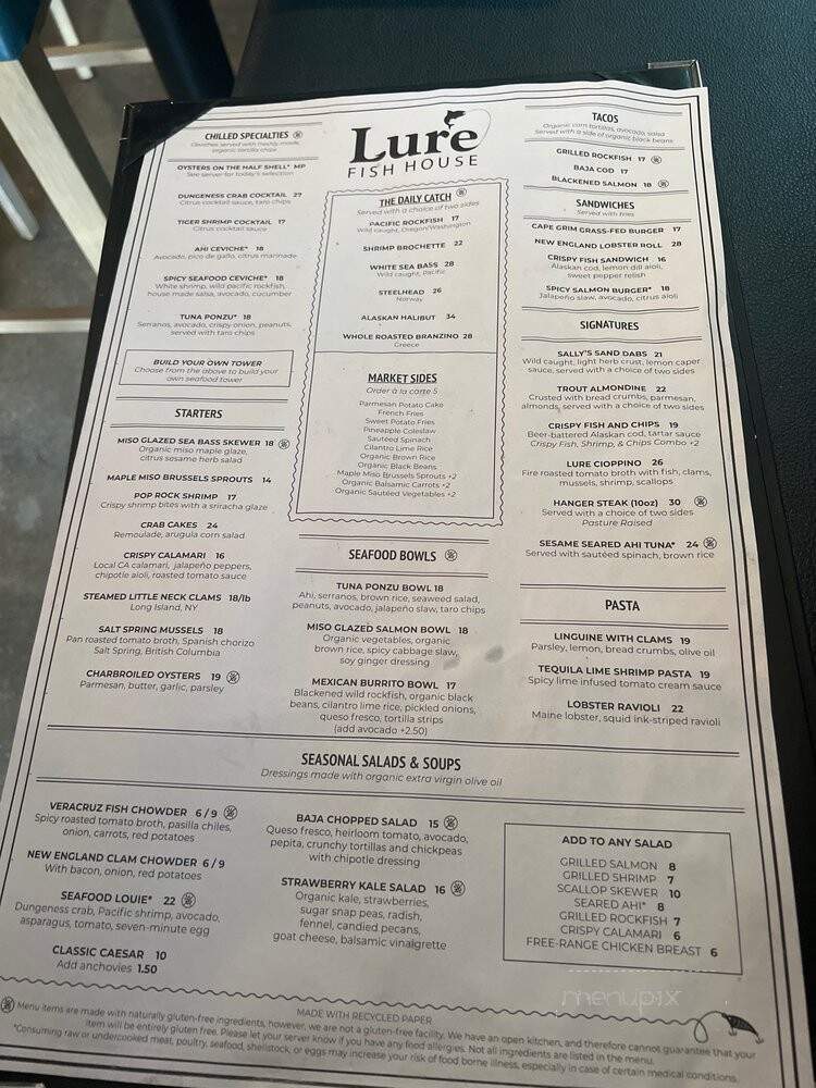 Lure Fish House - Camarillo, CA menu_pic