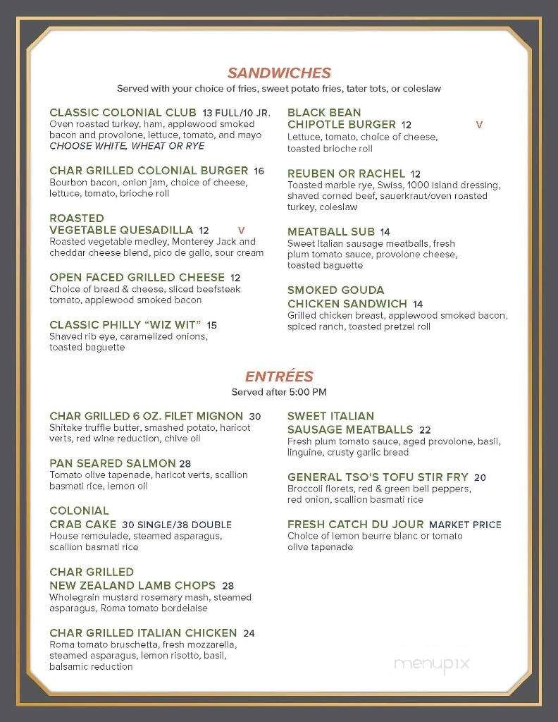 Squires Restaurant at Colonial Golf Tennis Club - Harrisburg, PA menu_pic