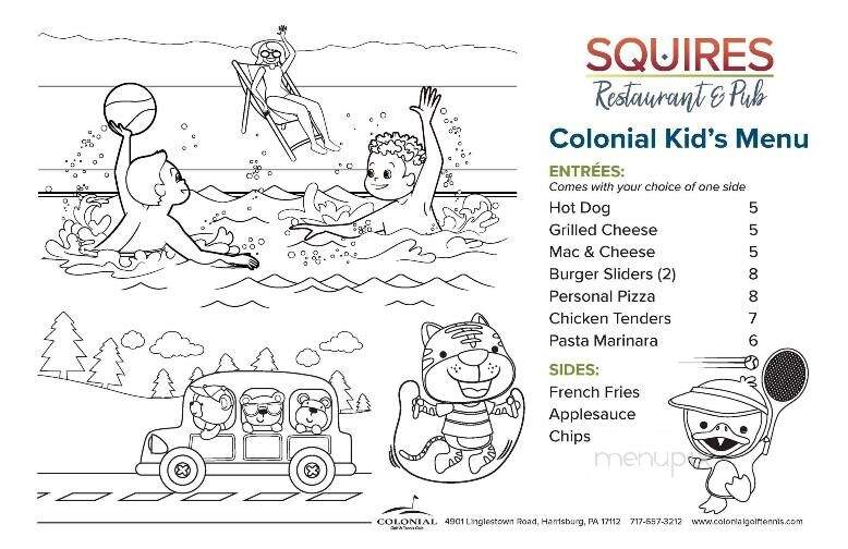 Squires Restaurant at Colonial Golf Tennis Club - Harrisburg, PA menu_pic