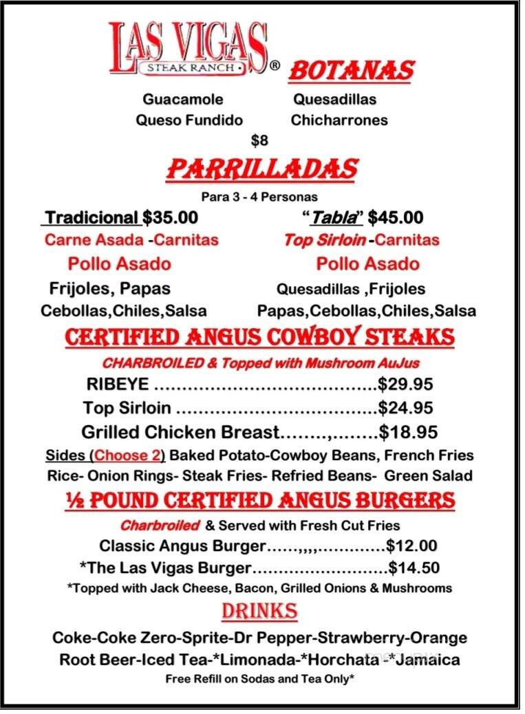 Las Vigas Steak Ranch - Nogales, AZ menu_pic