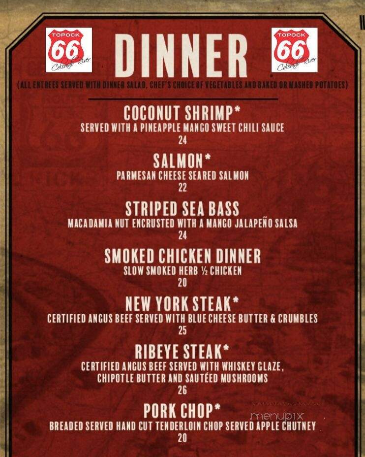 Topock Gorge Marina - Topock, AZ menu_pic