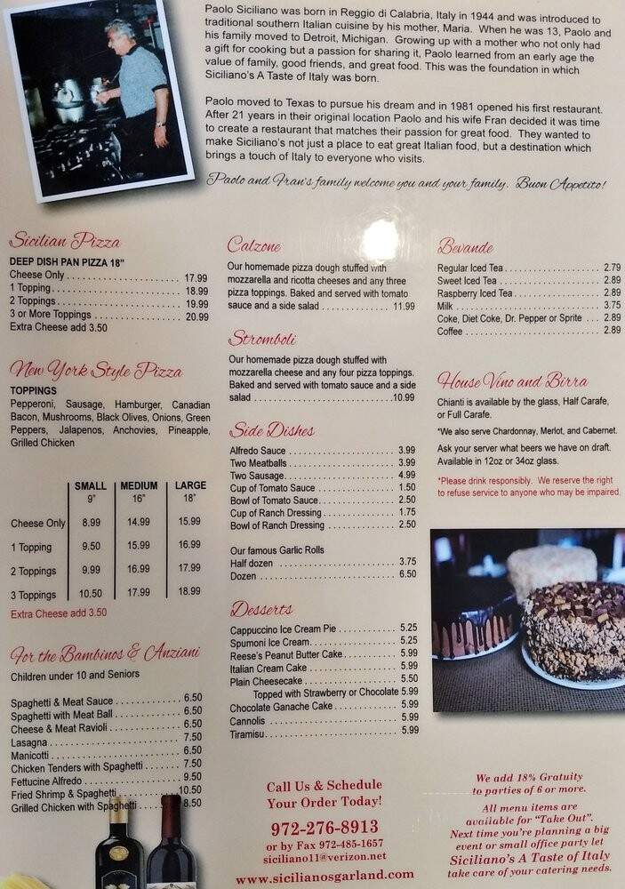 A Taste Of Italy Restaurant - Garland, TX menu_pic