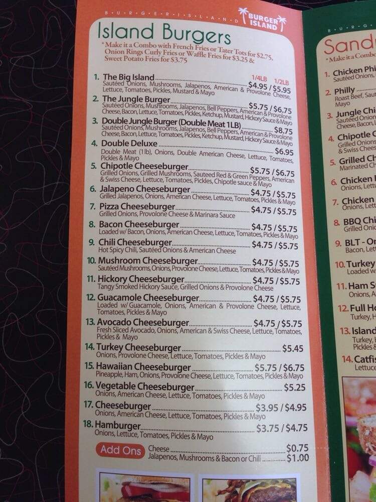 Burger Island - Garland, TX menu_pic