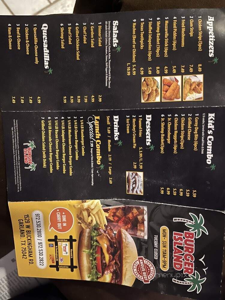 Burger Island - Garland, TX menu_pic