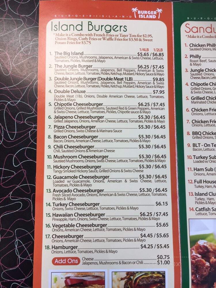 Burger Island - Garland, TX menu_pic