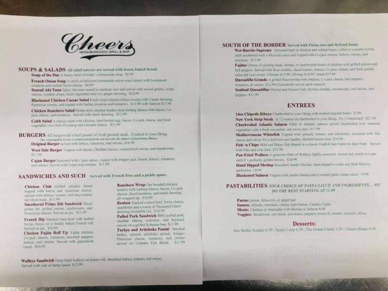 Cheers Neighborhood Grill - Mount Pleasant, MI menu_pic