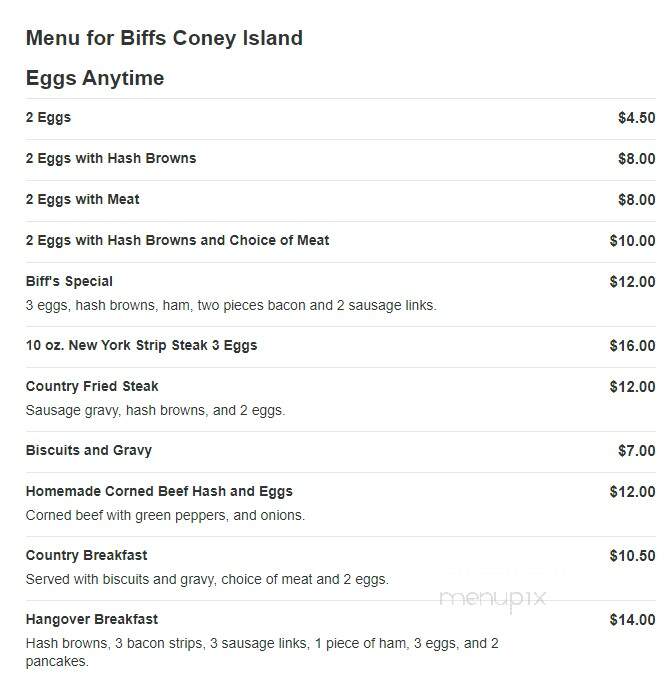 Biff's Coney Island - Commerce Township, MI menu_pic