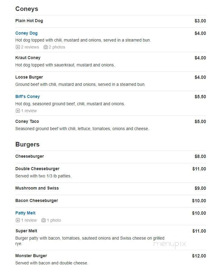 Biff's Coney Island - Commerce Township, MI menu_pic