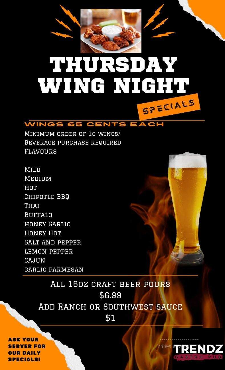 Trendz Cafe and Wine Bar - Dartmouth, NS menu_pic