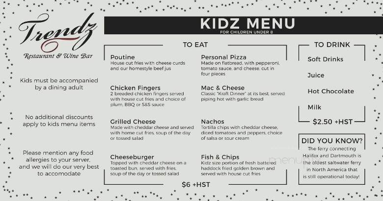 Trendz Cafe and Wine Bar - Dartmouth, NS menu_pic