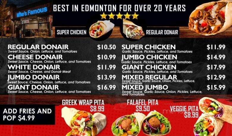 Mike's Famous Donair - Edmonton, AB menu_pic