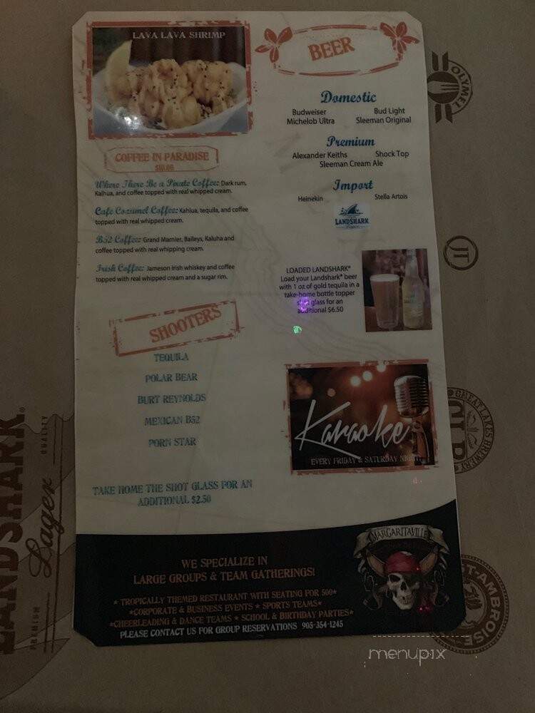 Jimmy Buffett's Margaritaville - Niagara Falls, ON menu_pic