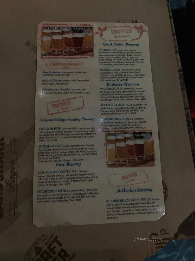 Jimmy Buffett's Margaritaville - Niagara Falls, ON menu_pic