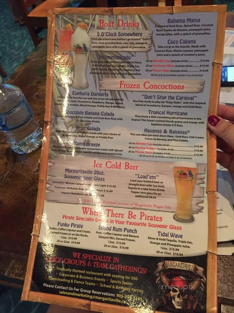 Jimmy Buffett's Margaritaville - Niagara Falls, ON menu_pic