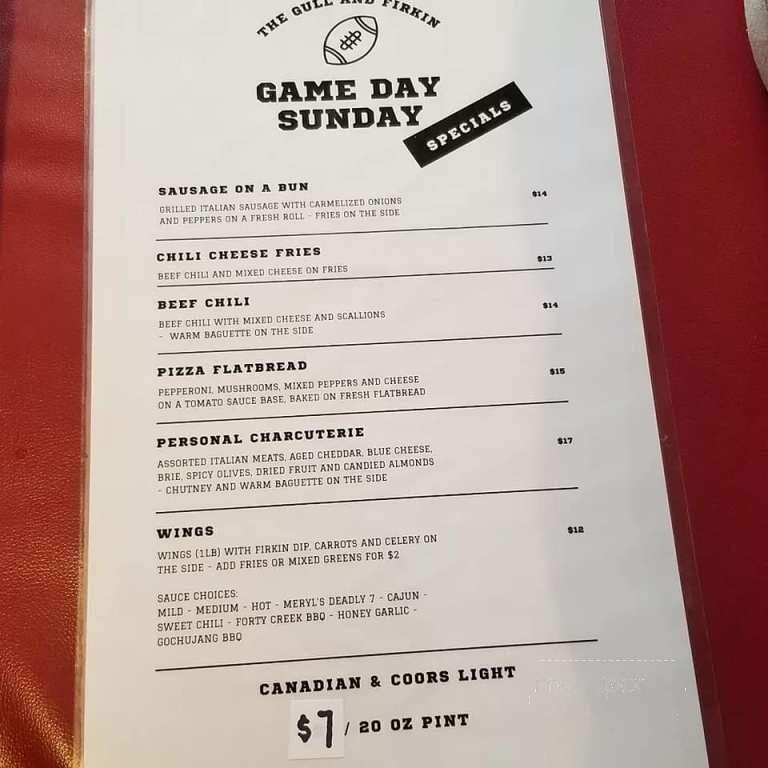 Gull & Firkin - Toronto, ON menu_pic