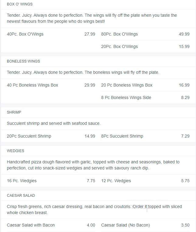Pizza 73 - Saskatoon, SK menu_pic