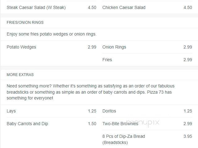 Pizza 73 - Saskatoon, SK menu_pic
