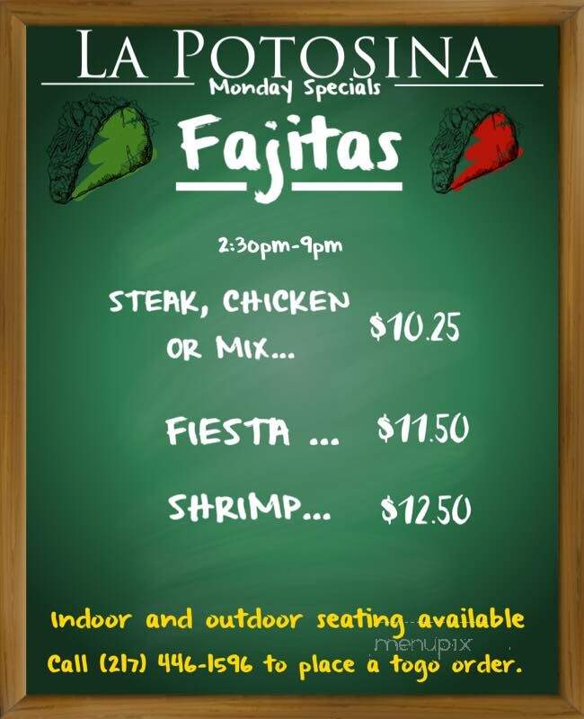 La Potosina Mexican Restaurant - Danville, IL menu_pic