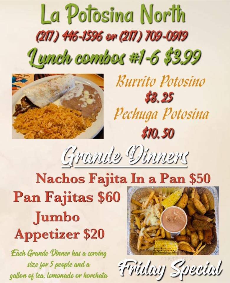 La Potosina Mexican Restaurant - Danville, IL menu_pic