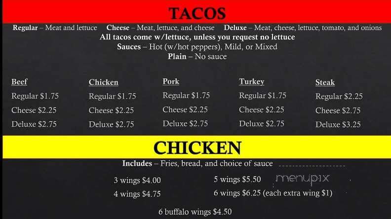 Peeples Taco Place - Chicago, IL menu_pic
