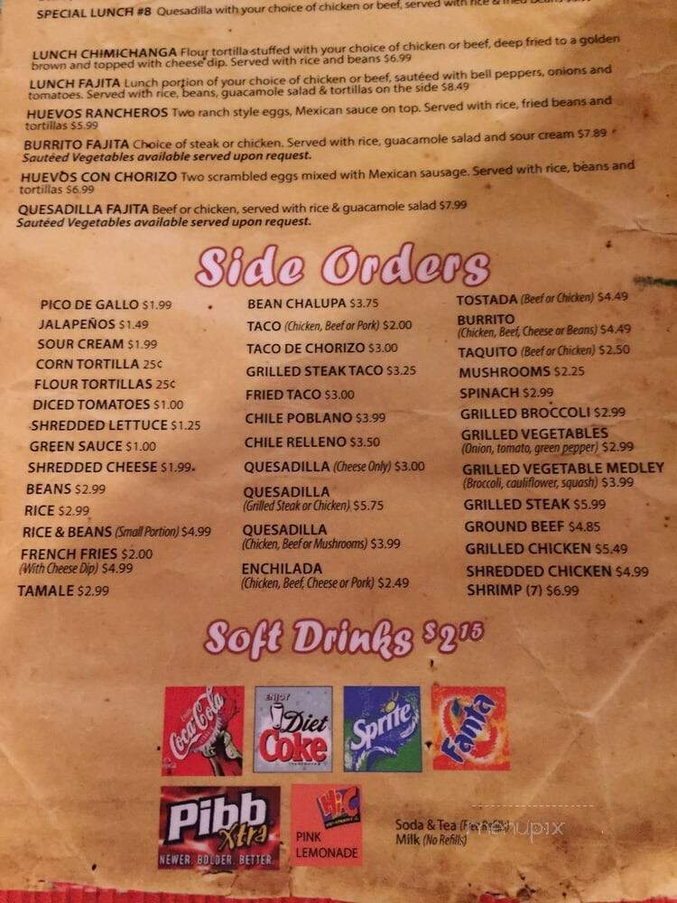 El Mezcal Mexican Restaurant - Bethalto, IL menu_pic