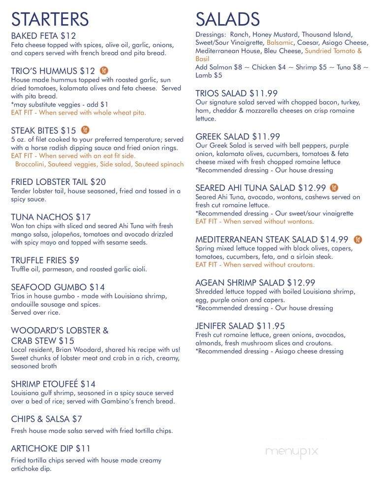 Trio's Restaurant - Monroe, LA menu_pic