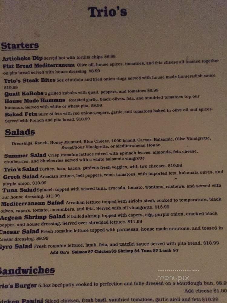 Trio's Restaurant - Monroe, LA menu_pic