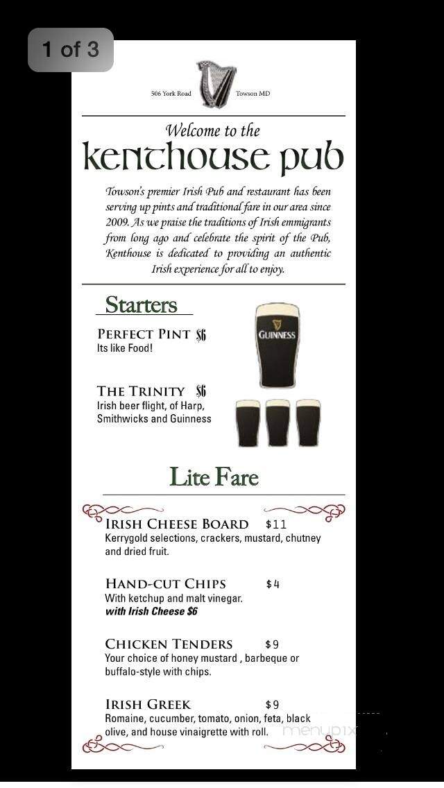 Kent Lounge - Towson, MD menu_pic